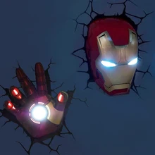 Marvel Мстители Капитан Америка Железный человек светодиодный прикроватный светильник для спальни гостиной 3D креативный настенный светильник, украшенный ночным светильником