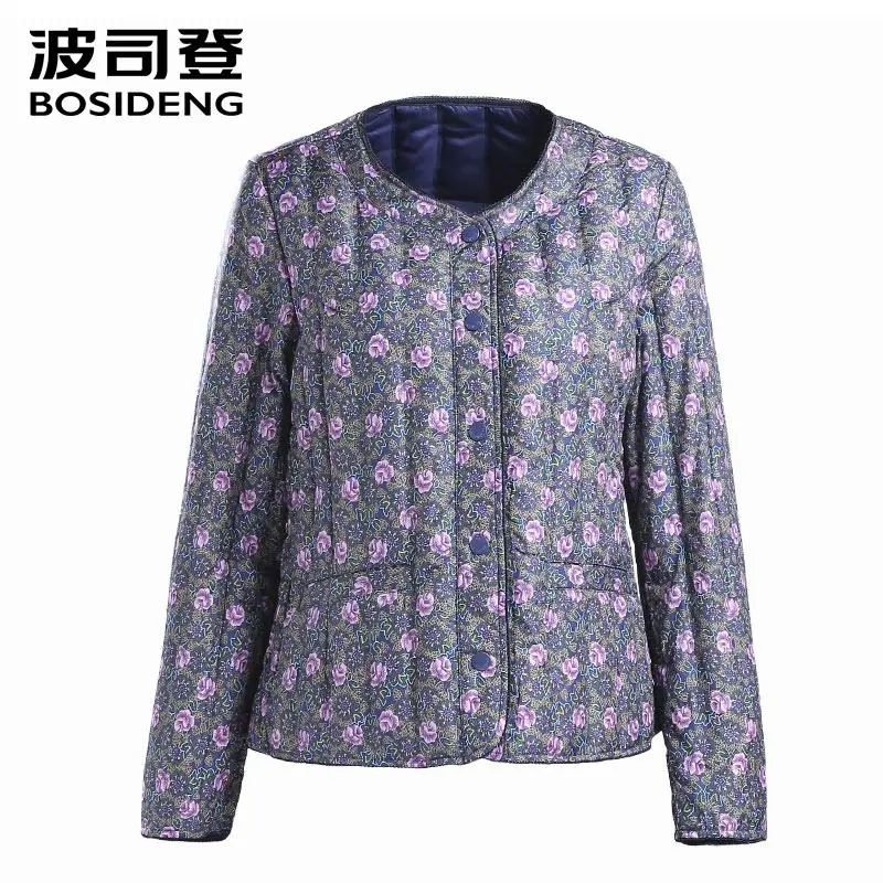 Goede BOSIDENG womens kleding Lente down jas regelmatige jas ultra licht bloem kleur patroon slanke uitverkoop BIG SIZE B1501612