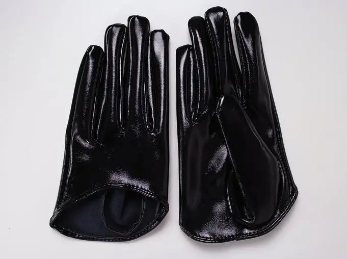 Women'a модные блестящие кожаные короткие стильные перчатки для вождения дамские лакированные ПУ кожаные сексуальные перчатки для косплея R611