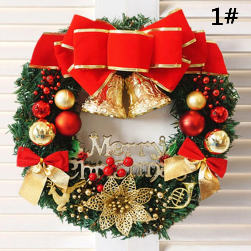 

1*Christmas wreath Holiday Wreath Door Ornament Garland Decoration Christmas Bell 30/40/50cm Xmas flower wreath