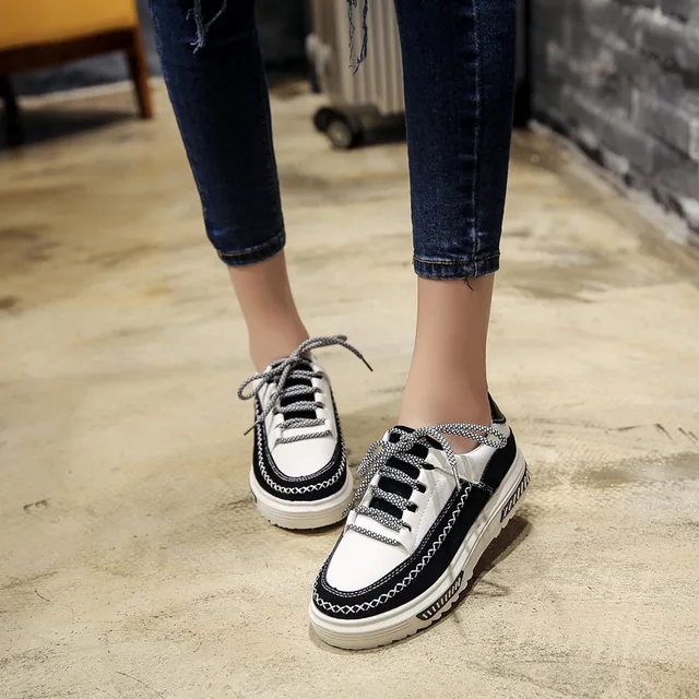 Étudiants Plat Semelles Épaisses Sport 2018 De 3 Chaussures 1 Sauvage 2 À Dentelle Dames Nouvelles Printemps Bwqz07