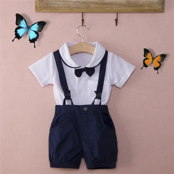 

2019 Fashion Set Baby Boy Clothes Cotton 3Pcs Summer Bow Tie Plus Short Pants Plus T-Shirt Kid Outfits Cute Set