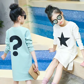 

Children's Garment Girl New Pattern Spring Clothes Concise Korean Stars Rune Round Neck Child T-shirts Kids Clothing