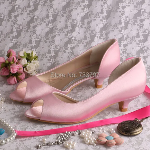 Wedopus MW772 Custom Handmade Ladies Pink Low Heel Weddings Shoes Bridesmaid Pumps