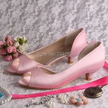 Wedopus MW772 Custom Handmade Ladies Pink Low Heel Weddings Shoes Bridesmaid Pumps