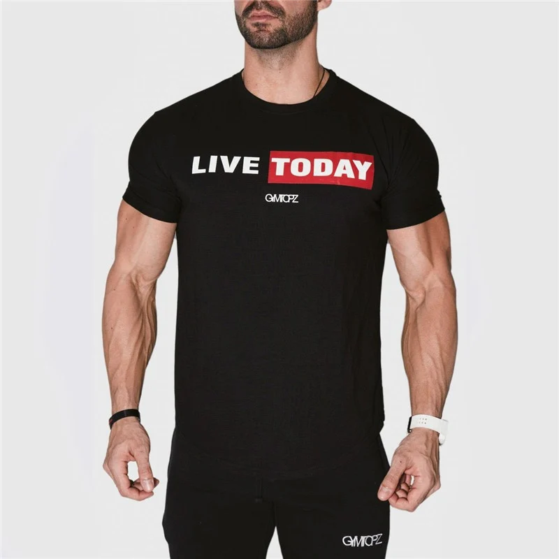 New Mens cotton t shirt summer gyms Fitness workout Shirts male fashion