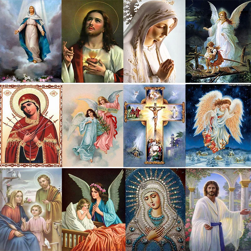 

5D Needlework DIY Diamond Painting Religion Jesus Angel Cross Stitch Square Diamond Embroidery Home Decoration Diamond Mosaic