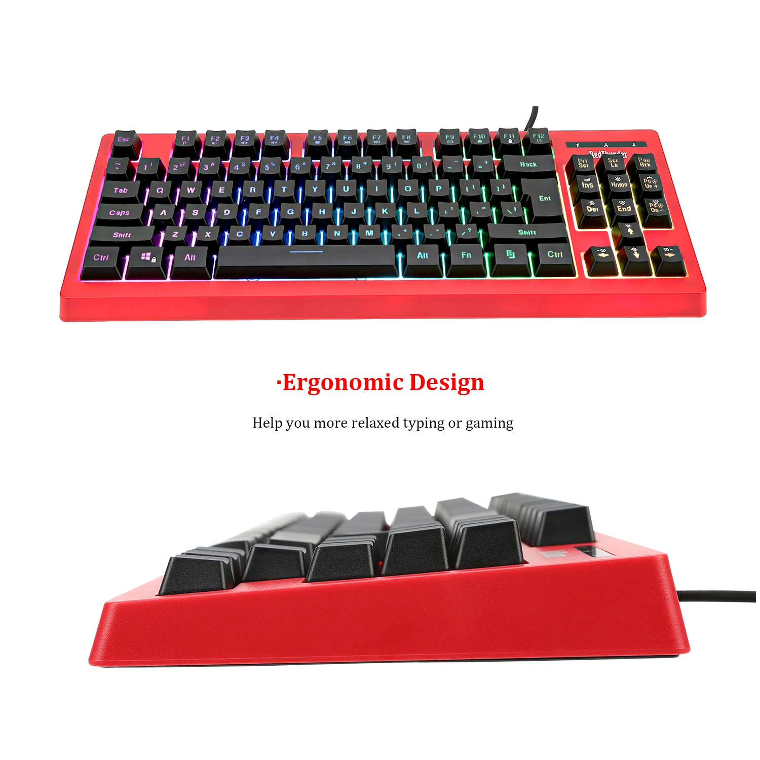 Проводная клавиатура RedThunder K870 с RGB подсветкой 87 клавиш USB|Клавиатуры| |