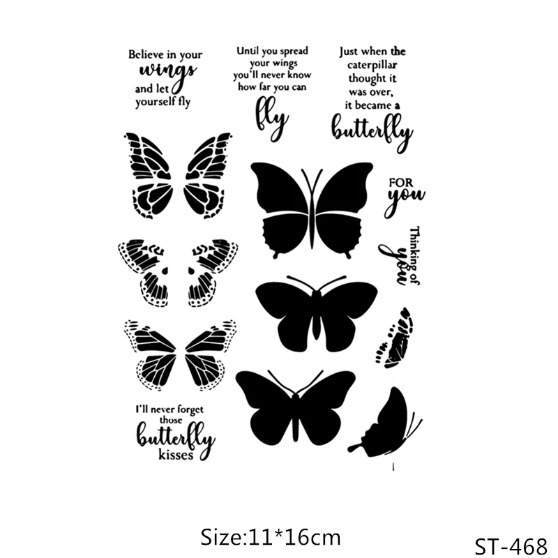 AZSG Blooming Flowers Butterfly Clear Stamps For DIY Scrapbooking Decorative Card making Craft Fun Decoration Supplies 14x14cm - Color: ST-468