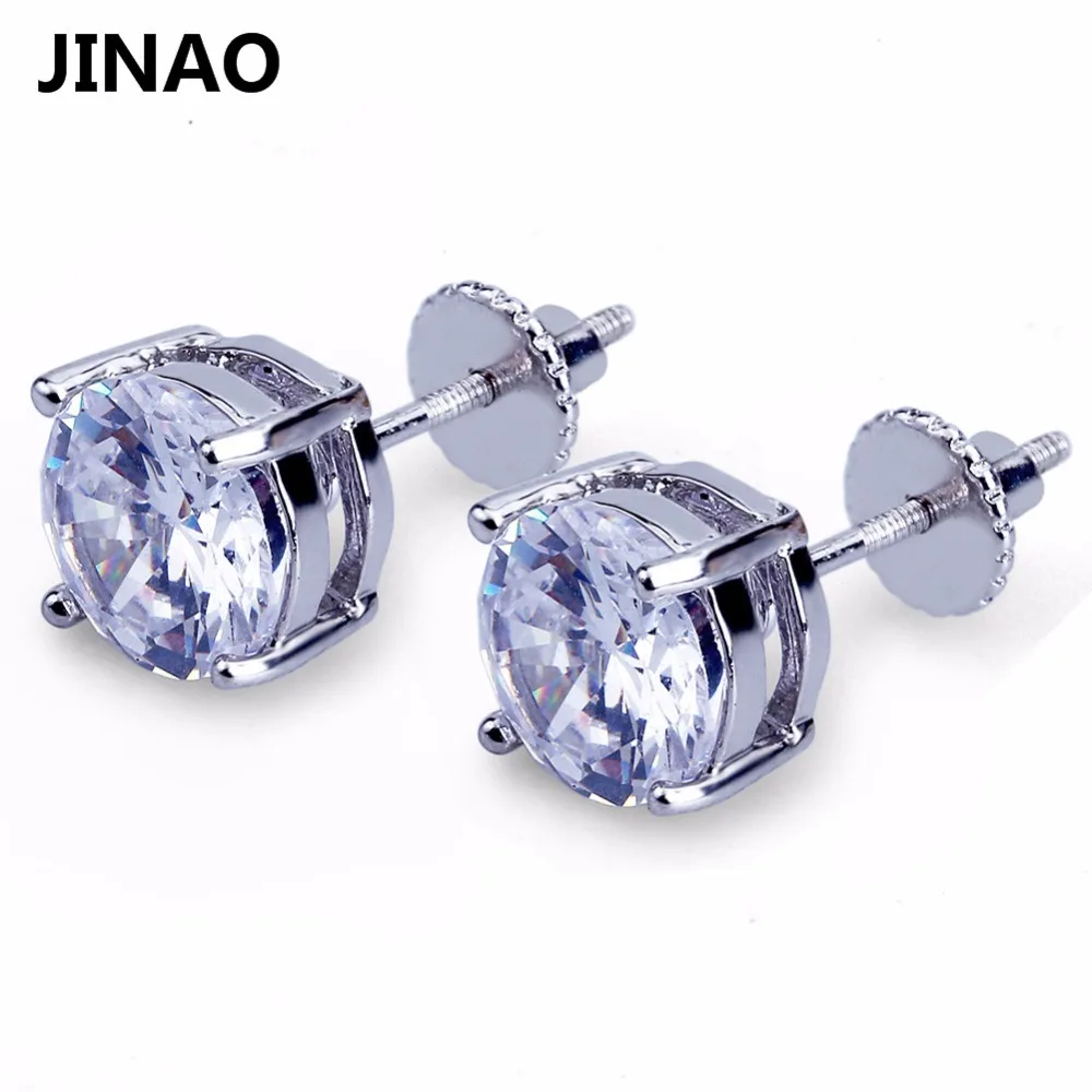 JINAO позолоченные/Серебристые серьги-гвоздики со льдом и большим фианитом, ювелирные изделия в стиле хип-хоп рок, серьги для мужчин и женщин, подарки