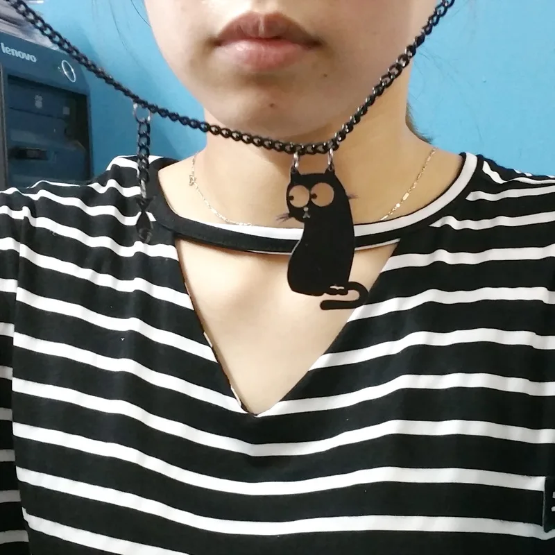 Peeking Cat Necklace Fish Pendant Cute Pets Pendant Necklace Fashion Acrylic Jewelry