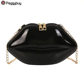 

Women Red Lips Clutch Bag Ladies Pu Leather Shoulder Bag Bolsa Evening Bag Lips Shape Purse Handbags