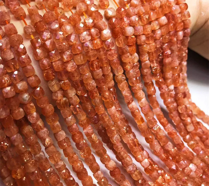 

Strawberry quartz square faceted 4-5mm for DIY jewelry making loose beads FPPJ wholesale beads nature gemstone peace buckle