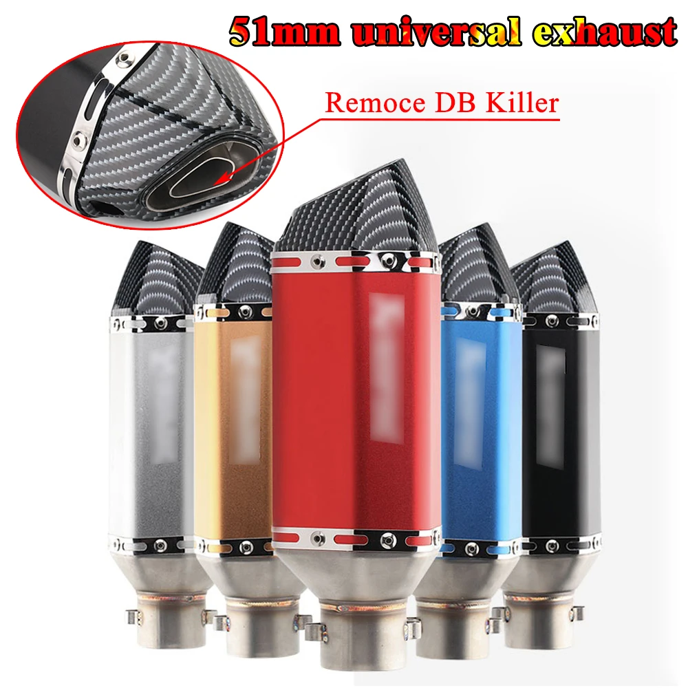 

51 Universal exhaust Motorcycle Modified Exhaust Scooter Muffler Exhaust For Ninja 250 CBR125 CBR250 CB400 CB600 YZF FZ400 Z750
