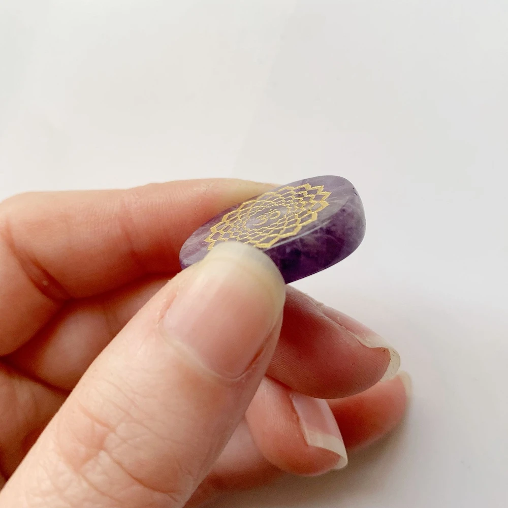 Bhuann Natural Crystals Palm Stones Polished Pendant 7 Chakra Stones Set jewelry Accessories Making Diy Crystal Healing Stones