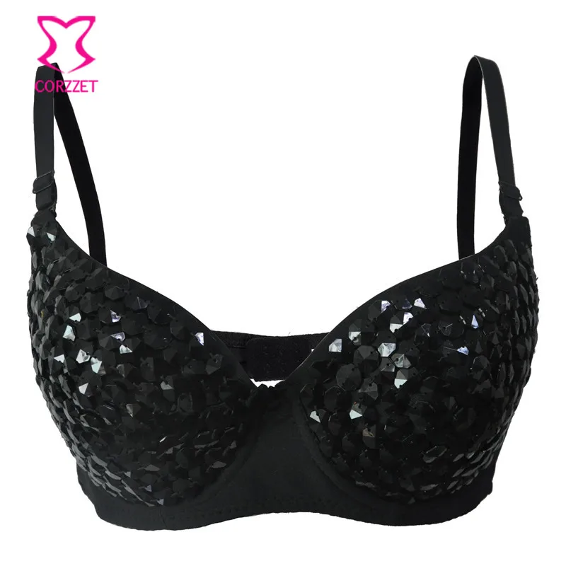 

Black Gem Beads Sujetadores Mujer Encaje Push Up Bra Sexy Bralette Bras For Women Brassiere Belly Dance Club Wear Soutien Gorge