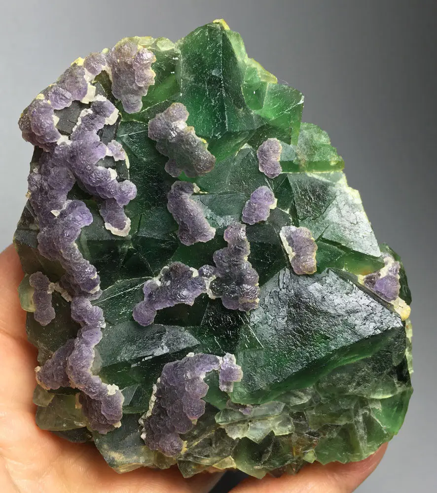 

389g Nature Cubic GREEN&PURPLE FLUORITE CRYSTAL CLUSTER Mineral Specimen ramadan gifts