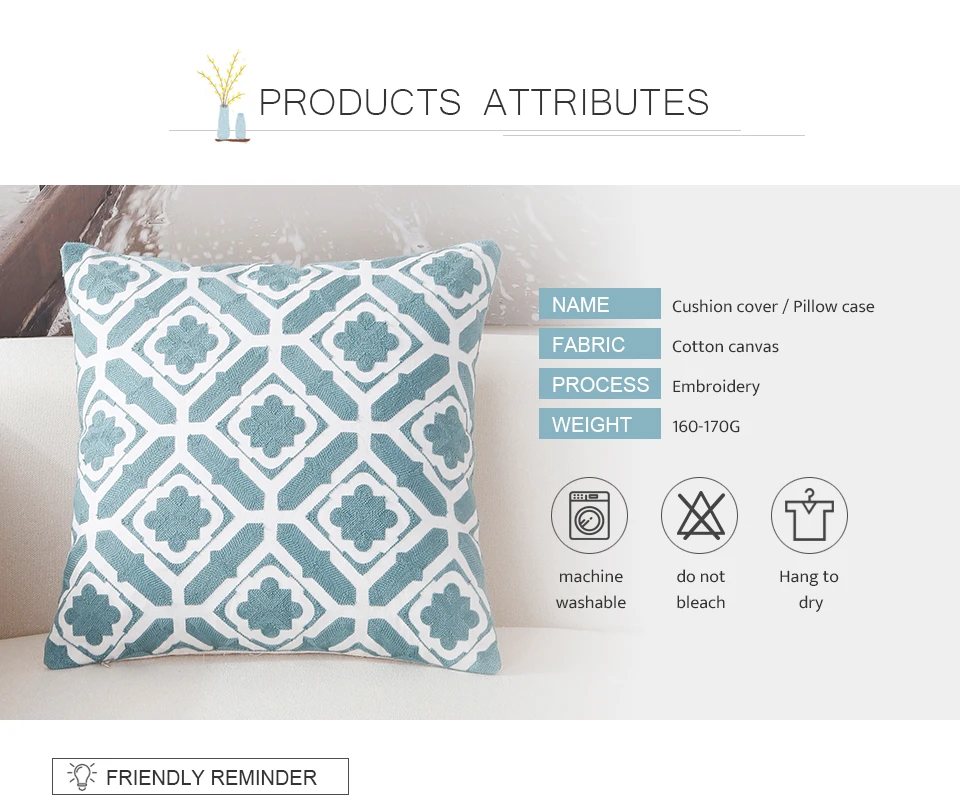 embroidered pillow case