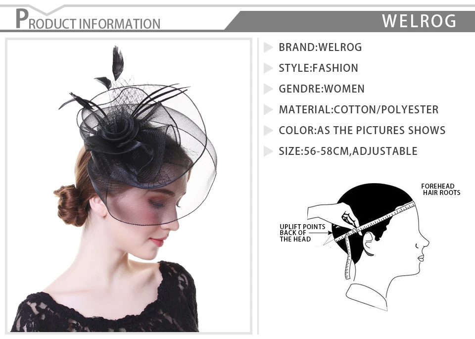 WELROG новый дизайн леди чародей элегантный пряжи сетки фетровых Заколки для волос шляпа Для женщин Fedora для вечерние невесты белый свадебный