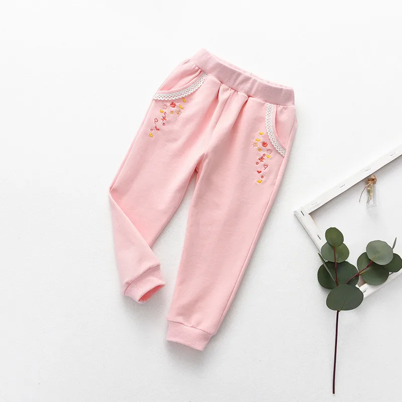 

Dulce Amor Fashion Girl Pants 2019 Spring Kids Sports Leggings for Baby Girls Loose Style Embroidery Pencil Trousers Outerwear