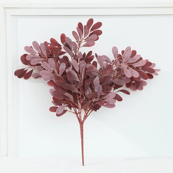 

Simulation Bouquet 9 Fork Green Jujube Leaf Fake Flower Red Blue Green Leaf Home Guest Bedroom Wedding Dress Decoration