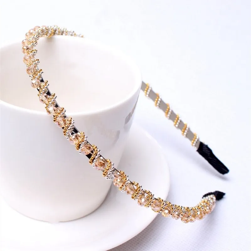 

Fashion Women Crystal Headband Shiny Metal Flower Bow Hairband Girl Hair Band Jewelry Female Rhinestone Pearl Headwear Hair Hoop