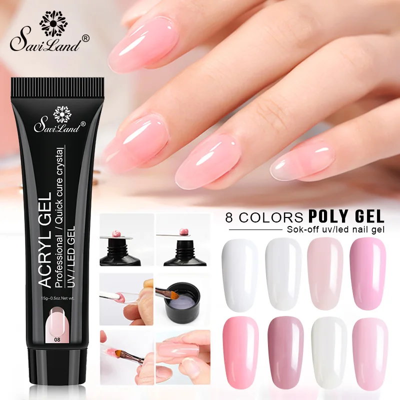  Saviland Poly Gel UV Acryl Gel Quick Building 15ml Finger Extension Nail Gel Polish Camouflage UV L