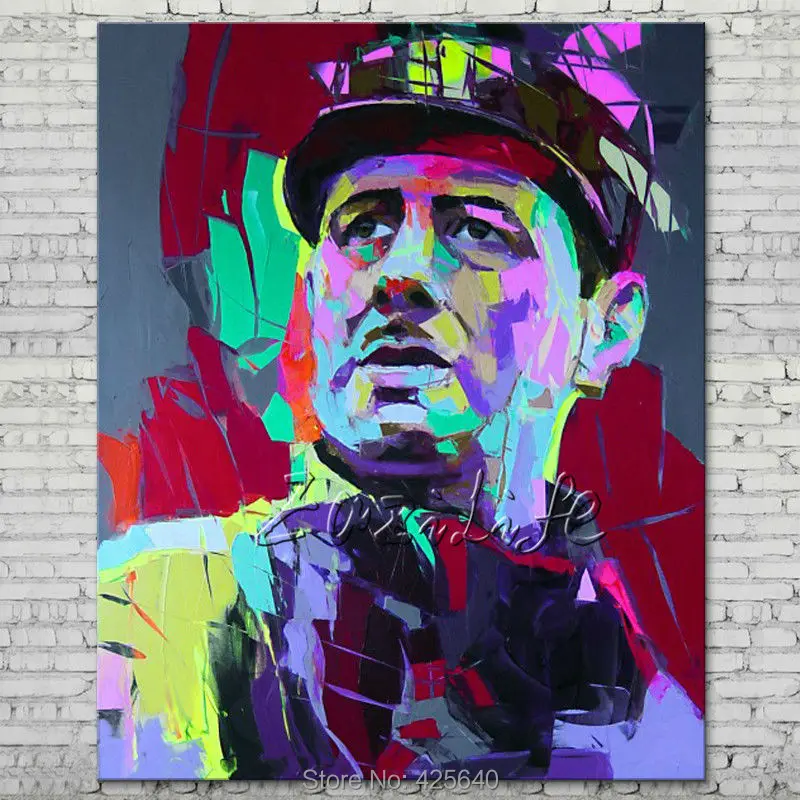 

Palette knife portrait Face Oil painting Character figure canva Hand painted Francoise Nielly wall Art picture for living room16
