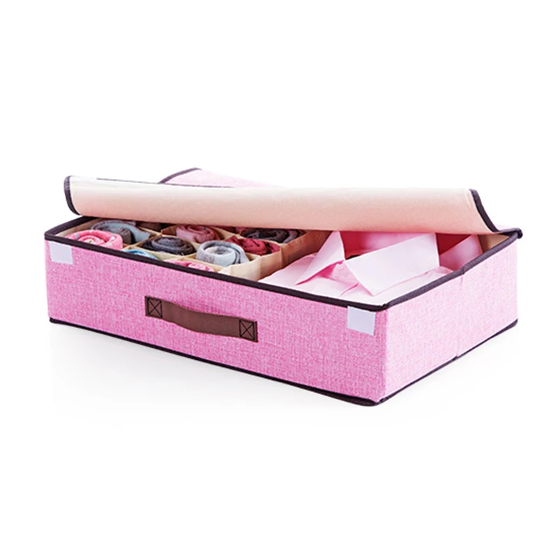 Складной контейнер для хранения бюстгалтеров Органайзер Ящики для хранения нижнего белья нетканый покрытый бюстгальтер комбо сетки Органайзеры - Цвет: Pink