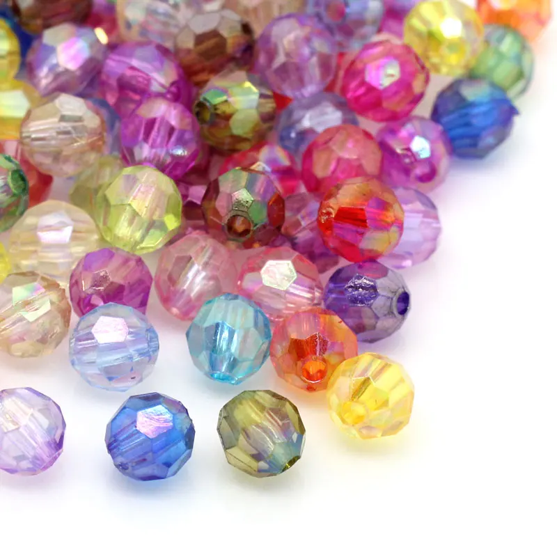 

2019 New 500PCs Mixed Acrylic Faceted Round Spacer Beads 6mm(2/8") Dia. For Jewelry Making DIY Findings Accessories