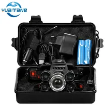 1* T6+ 4 XPE светодиодный налобный фонарь Водонепроницаемый фары с 18650 батарея AC/DC Зарядное устройство для кемпинга/рыбалки/охотничий светодиодный налобный фонарь