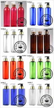 

250ml pretty colors PET bottle with shiny gold aluminum pump.for lotion/hand wash/Shampoo/moisturizer/facial water PET container