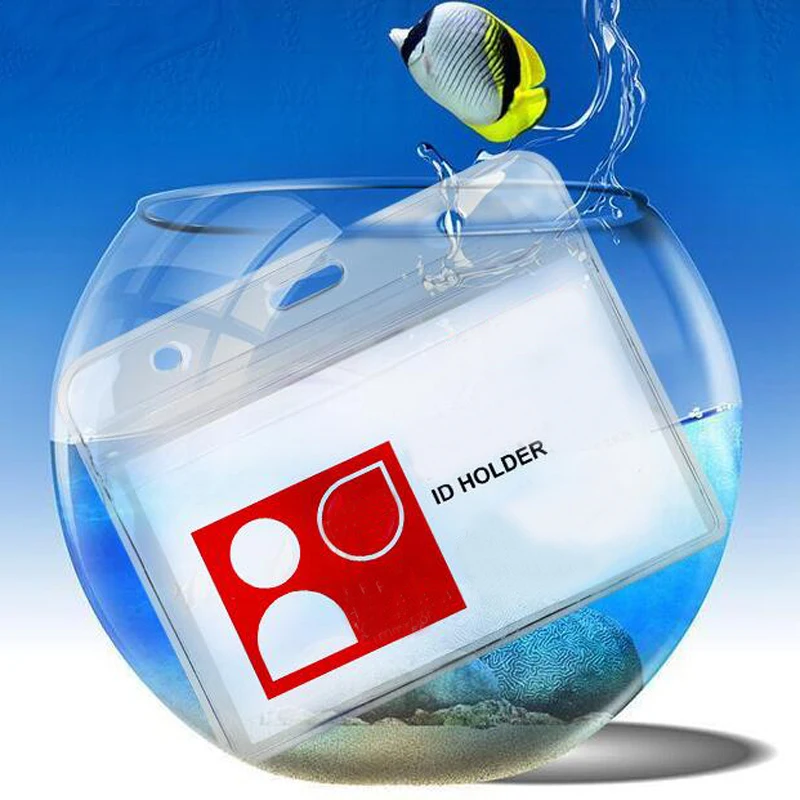 

20 Pcs Horizontal Style Transparent Soft Plastic Clear ID Card Badge Holder Waterproof High Quality New Office School Tool