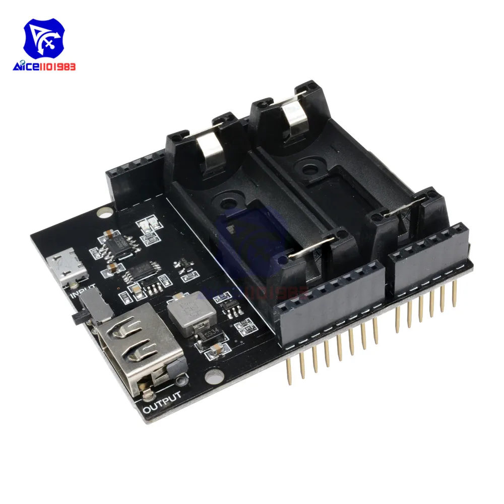 ESP8266 ESP32 блок питания перезаряжаемый Двойной 16340 литиевый аккумулятор зарядное
