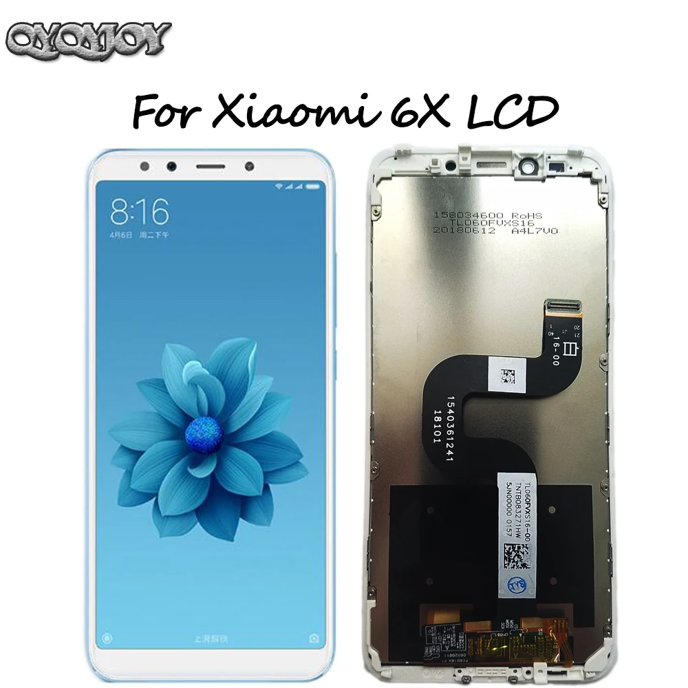 Billige Xiao mi mi A2 mi A2 LCD Display Digitizer Touch Screen für Xiao mi mi 6X mi 6X Ersatz reparatur Teile Weiß 5,99 zoll