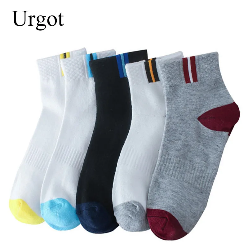 5pairs/lot Cotton Socks Men's Solid Color Fashion Male Boat Socks