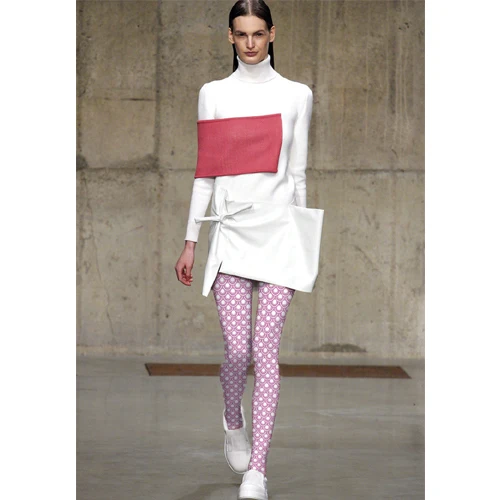 

Open Crotch Fishnet Woman Dot Fashion Runway Looks Pantyhose Classical Superposition Circle Geometry Printing Render Stockings