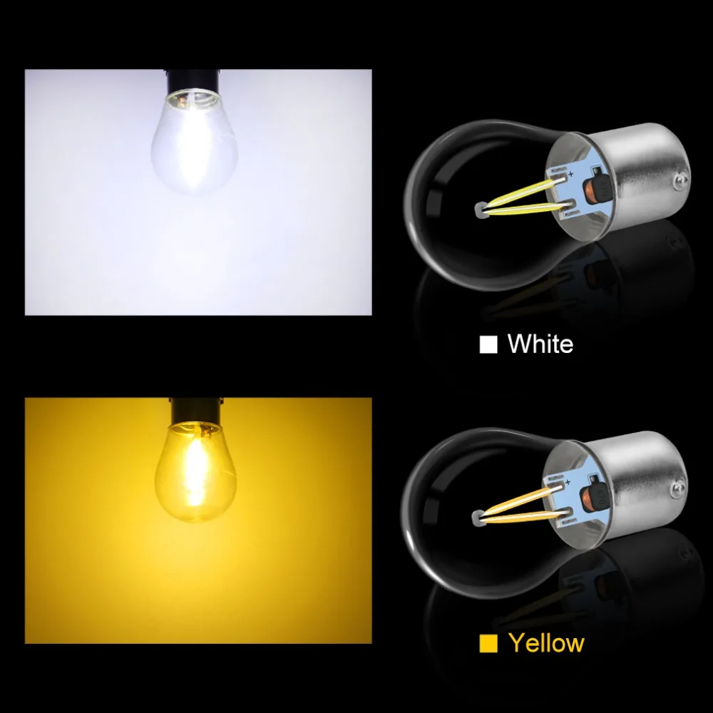 1 шт. 1156 BA15S P21W светодиодный ламп COB лампа накаливания светильник, футболка с принтом "автомобиль" светильник сигнала поворота Стоп-сигнал задний фонарь стоп-сигнала авто белого и желтого цвета 12V