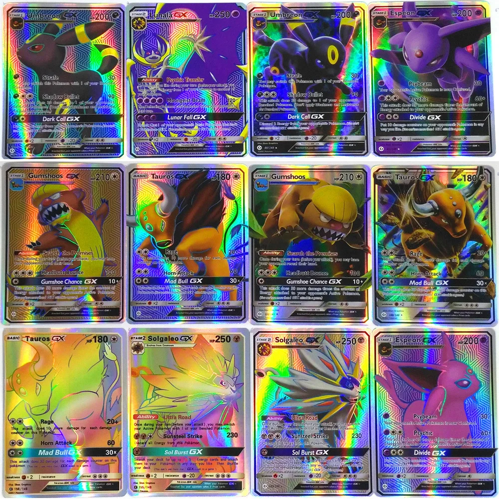 100pcs Poke GX MEGA Shining Card Game Battle Carte Trading Game Collection Cards Children Poke card Toy Gift Unrepeat Drop