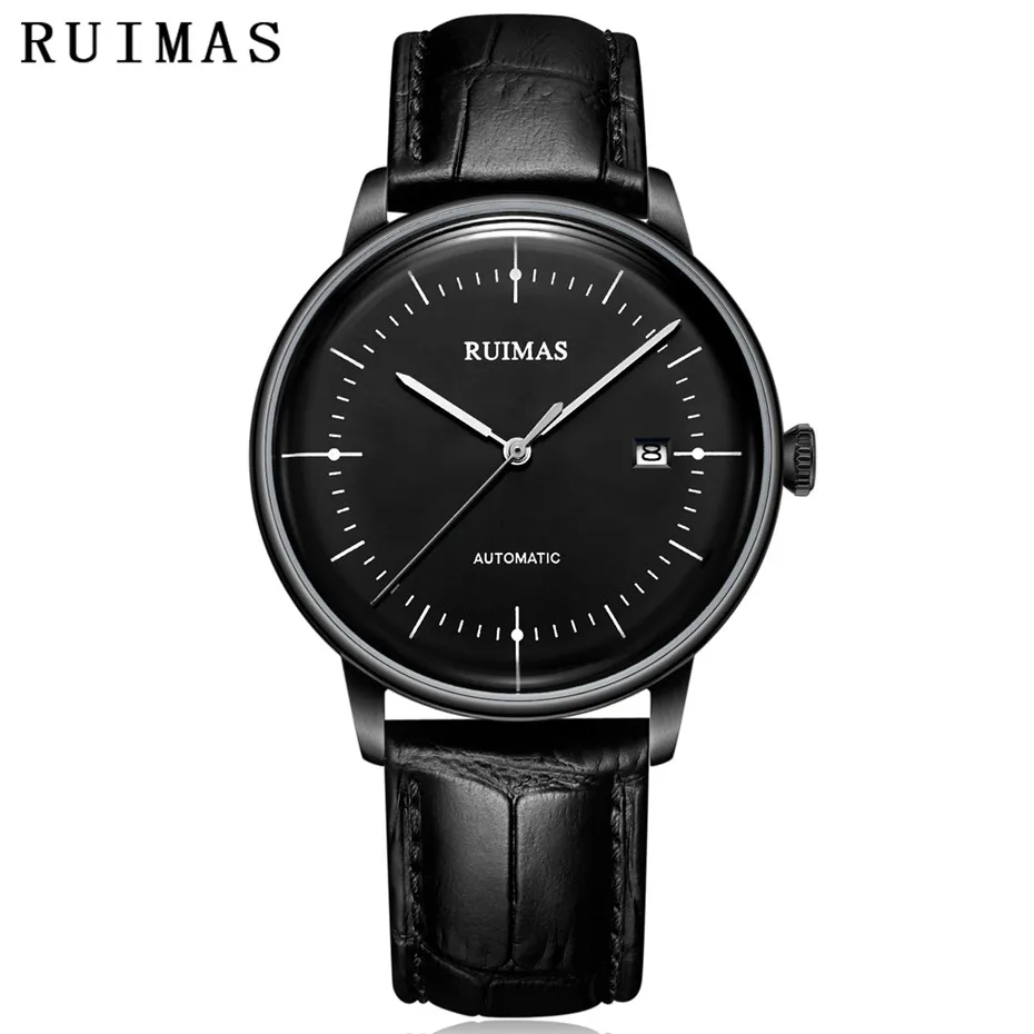 

Men Simple Fashion Leather Strap Watch Business Japan Movt Automatic Mechanical Watches Male Clock New Wristwatches RUIMAS