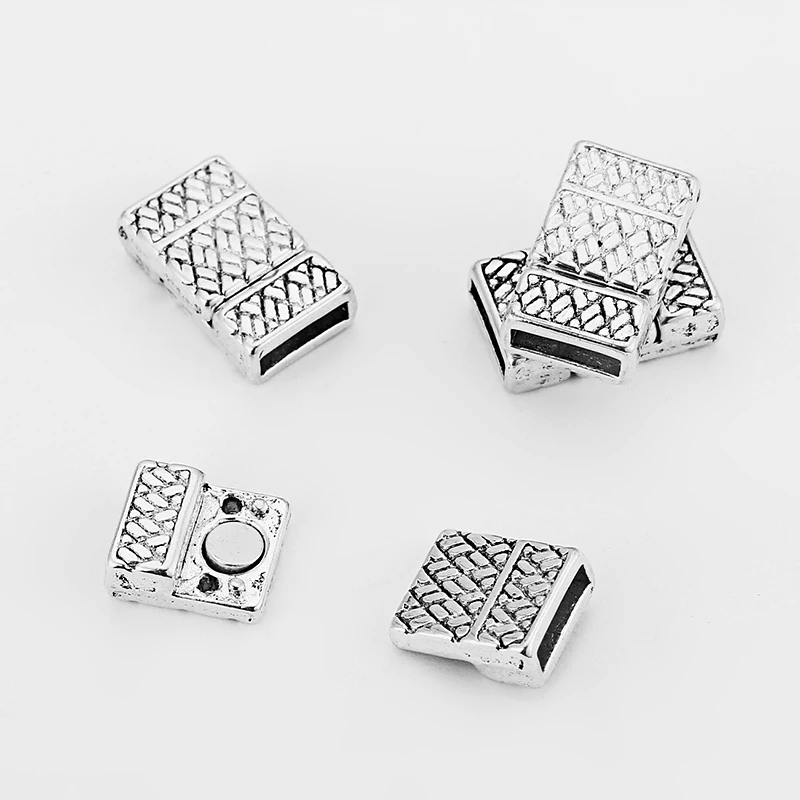 

3 Sets Tibetan Silver Carved pattern Flat Magnetic Clasp Connector For 10x2mm Flat Leather Cord Bracelet Jewelry Making Findings