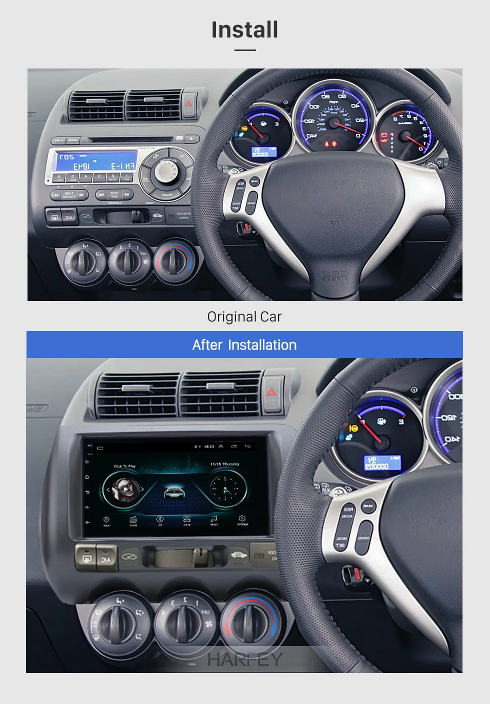 Excellent Harfey Car Media Player Autoradio for HONDA Jazz(Manual AC,RHD) 2002 2003-2008 Stereo HD 2DIN Android USB GPS Navi Mirror Link 3 Excellent Harfey Car Media Player Autoradio for HONDA Jazz(Manual AC,RHD) 2002 2003-2008 Stereo HD 2DIN Android USB GPS Navi Mirror Link 3