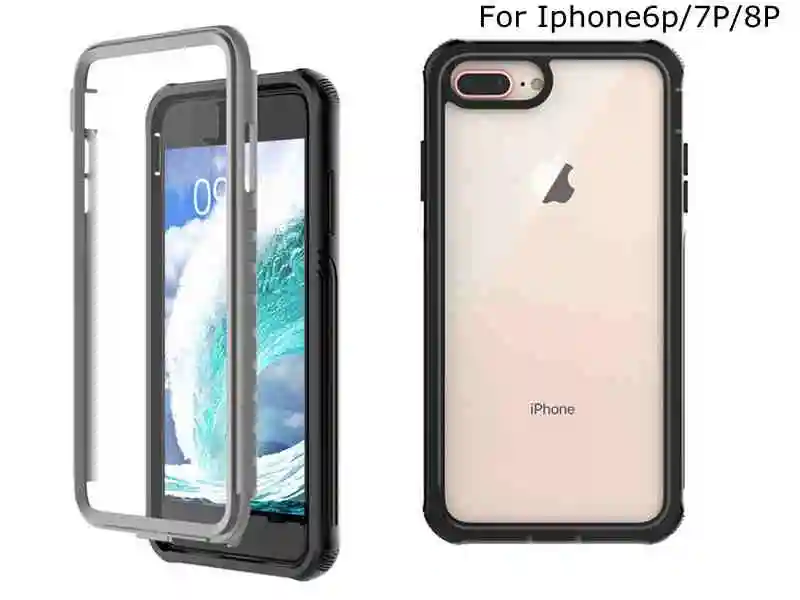 case for Iphone8plus 7plus 6p Full Protection Shockproof Clear Bumper Case Full-Body Rugged with Built-in Screen protector |