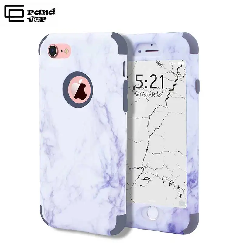 

GrandEver Fashion Marble Skin Case for iPhone 7 Plus Case Hard Soft Full Body 360 Degree Protective Cover Hybrid Shockproof