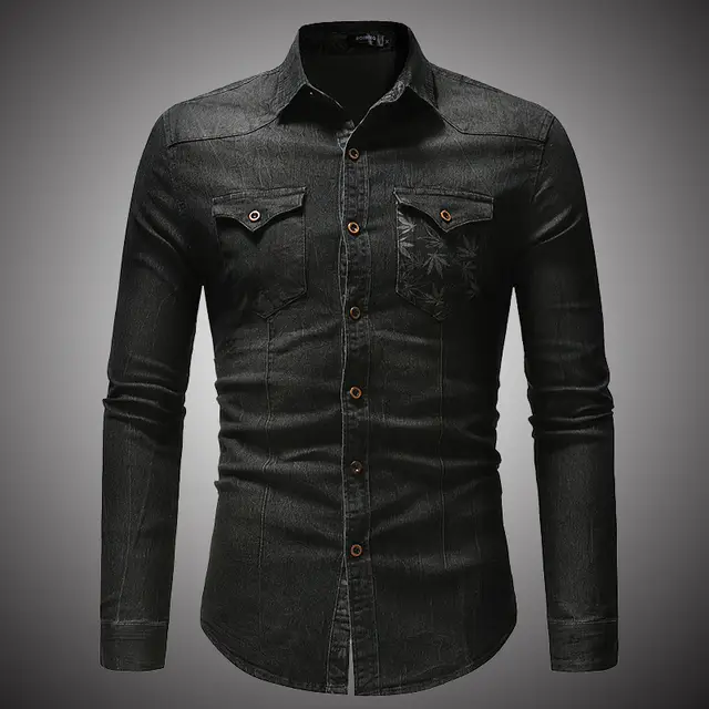 camisa vaquera negra hombre