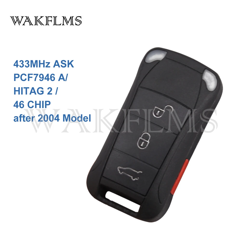 

4btns Flip Remote Car Key 315Mhz For Porsche with PCF7946 A HITAG 2 46 CHIP after 2004 Model