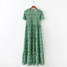 Модное хлопковое свободное женское платье Vestido Xd58-2040 Платья с цветочным принтом в европейском и американском стиле