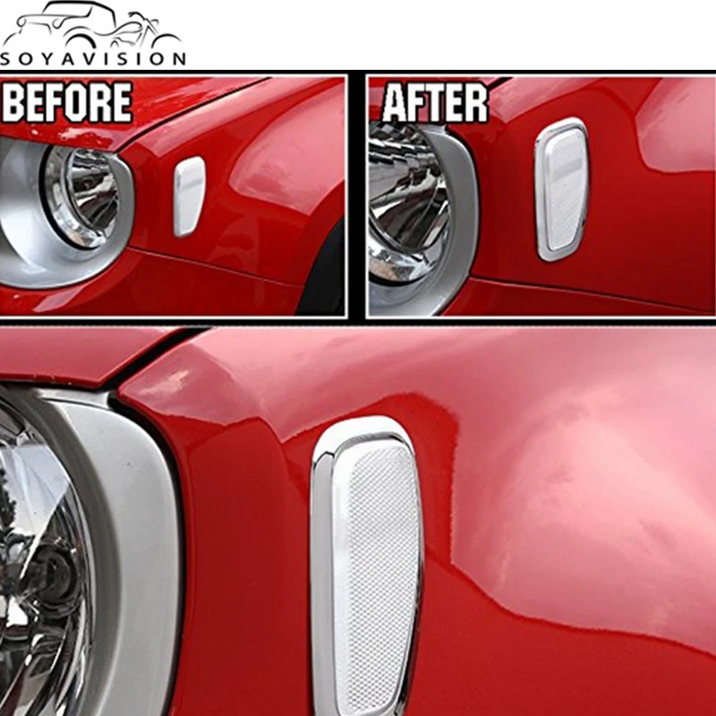 

SOYAVISION Newest Charming Colorful ABS Car Front Side Fender Light Lamp Cover Trim for Jeep Renegade Accessories lights cover