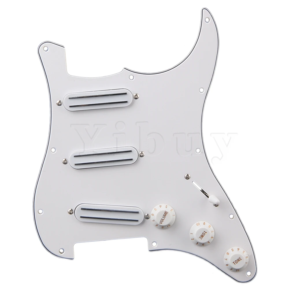 Yibuy белый загруженный предпроводной Pickguard с SSS B500K / A500K Tone Dual Rail Pickups|prewired strat