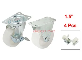 

Furniture Trolley 1.5" Round Single Wheel Rectangle Top Plate 360 Degree Rotation Swivel Brake Fixed Caster 4 in 1
